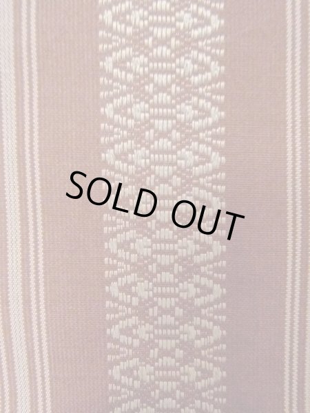 Photo3: M0901F Vintage Japanese Kimono   Dark Red HANHABA OBI half width sash KENJO pattern(A prestigious pattern meaning that it was presented to the Shogunate.) Silk. (Grade C) (3)