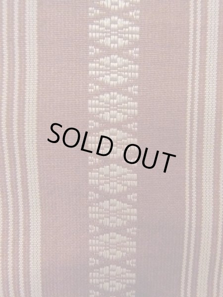 Photo4: M0901F Vintage Japanese Kimono   Dark Red HANHABA OBI half width sash KENJO pattern(A prestigious pattern meaning that it was presented to the Shogunate.) Silk. (Grade C) (4)