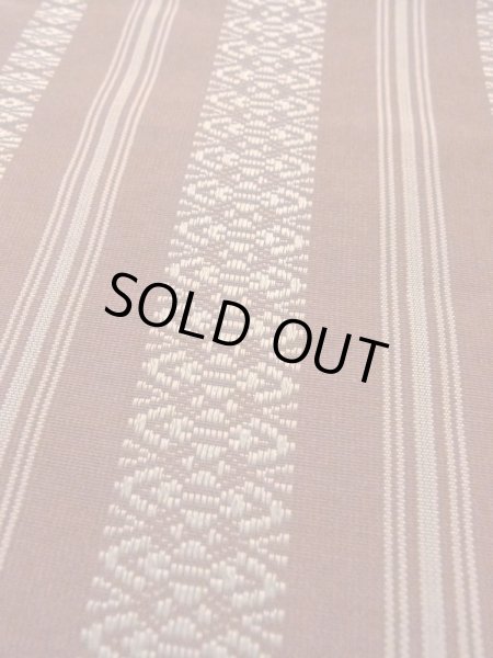 Photo6: M0901F Vintage Japanese Kimono   Dark Red HANHABA OBI half width sash KENJO pattern(A prestigious pattern meaning that it was presented to the Shogunate.) Silk. (Grade C) (6)