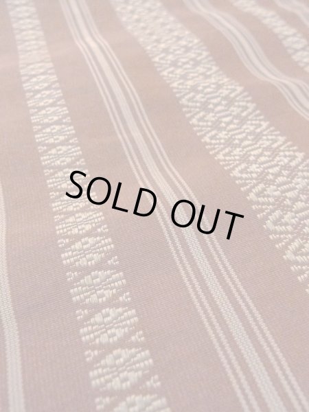 Photo7: M0901F Vintage Japanese Kimono   Dark Red HANHABA OBI half width sash KENJO pattern(A prestigious pattern meaning that it was presented to the Shogunate.) Silk. (Grade C) (7)