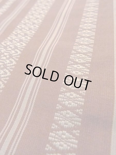 Photo8: M0901F Vintage Japanese Kimono   Dark Red HANHABA OBI half width sash KENJO pattern(A prestigious pattern meaning that it was presented to the Shogunate.) Silk. (Grade C) (8)