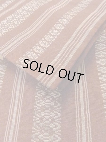 Photo9: M0901F Vintage Japanese Kimono   Dark Red HANHABA OBI half width sash KENJO pattern(A prestigious pattern meaning that it was presented to the Shogunate.) Silk. (Grade C) (9)