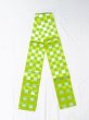 Photo1: M0901H Vintage Japanese Kimono  Shiny Yellowish Green HANHABA OBI half width sash Quadrangle Silk. (Grade B) (1)