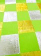 Photo6: M0901H Vintage Japanese Kimono  Shiny Yellowish Green HANHABA OBI half width sash Quadrangle Silk. (Grade B) (6)