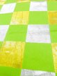 Photo7: M0901H Vintage Japanese Kimono  Shiny Yellowish Green HANHABA OBI half width sash Quadrangle Silk. (Grade B) (7)