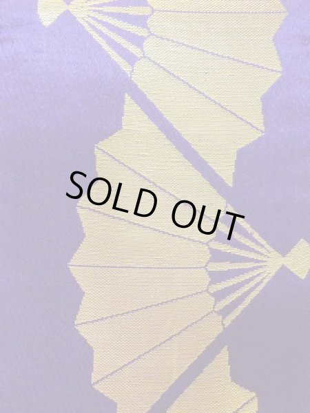 Photo2: M0901J Vintage Japanese Kimono  Vivid Purple HANHABA OBI half width sash Folding fan Silk. (Grade B) (2)