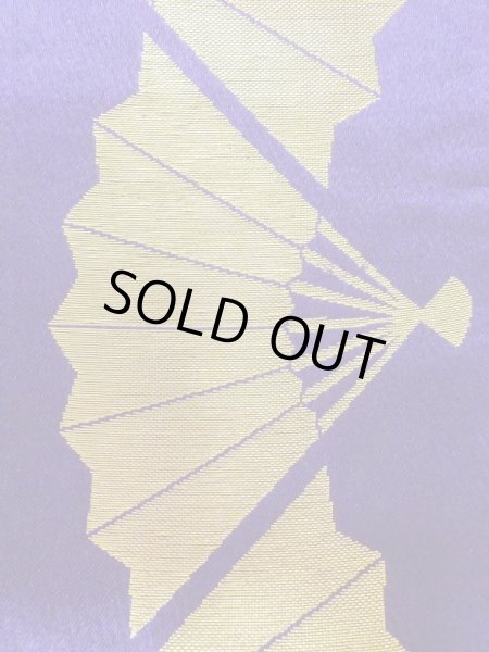 Photo3: M0901J Vintage Japanese Kimono  Vivid Purple HANHABA OBI half width sash Folding fan Silk. (Grade B) (3)