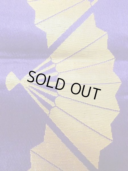 Photo4: M0901J Vintage Japanese Kimono  Vivid Purple HANHABA OBI half width sash Folding fan Silk. (Grade B) (4)