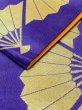 Photo7: M0901J Vintage Japanese Kimono  Vivid Purple HANHABA OBI half width sash Folding fan Silk. (Grade B) (7)