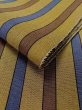 Photo9: M0901M Vintage Japanese Kimono   Brown HANHABA OBI half width sash Stripes Silk. (Grade B) (9)