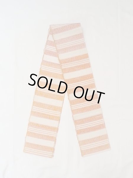 Photo1: M0901P Vintage Japanese Kimono   Off White HANHABA OBI half width sash Stripes Mixed. (Grade B) (1)