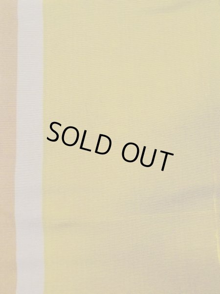 Photo3: M0901Q Vintage Japanese Kimono   Olive HANHABA OBI half width sash Stripes Silk. (Grade D) (3)