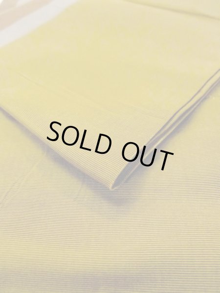 Photo8: M0901Q Vintage Japanese Kimono   Olive HANHABA OBI half width sash Stripes Silk. (Grade D) (8)