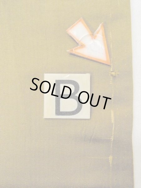 Photo10: M0901Q Vintage Japanese Kimono   Olive HANHABA OBI half width sash Stripes Silk. (Grade D) (10)