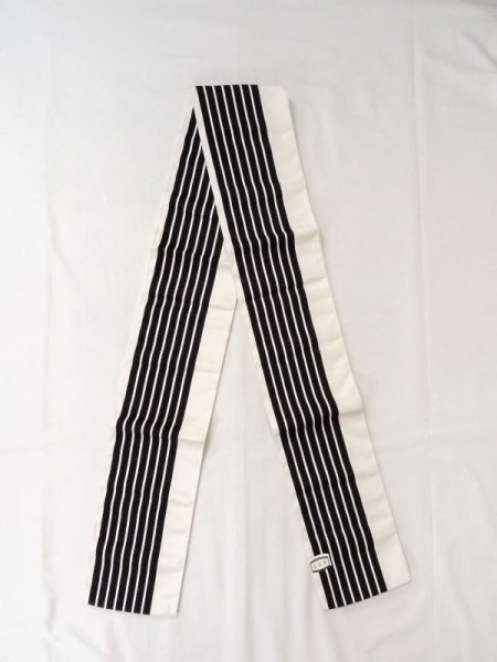 Photo1: Mint M0901R Vintage Japanese Kimono   Black HANHABA OBI half width sash Stripes Silk. (Grade A) (1)
