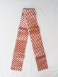 Photo1: M0901U Vintage Japanese Kimono  Shiny Red HANHABA OBI half width sash Stripes Silk. (Grade C) (1)
