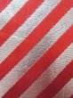 Photo3: M0901U Vintage Japanese Kimono  Shiny Red HANHABA OBI half width sash Stripes Silk. (Grade C) (3)