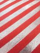 Photo5: M0901U Vintage Japanese Kimono  Shiny Red HANHABA OBI half width sash Stripes Silk. (Grade C) (5)