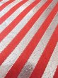 Photo6: M0901U Vintage Japanese Kimono  Shiny Red HANHABA OBI half width sash Stripes Silk. (Grade C) (6)