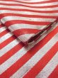 Photo7: M0901U Vintage Japanese Kimono  Shiny Red HANHABA OBI half width sash Stripes Silk. (Grade C) (7)