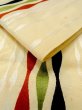 Photo6: M0901V Vintage Japanese Kimono   Off White HANHABA OBI half width sash Abstract pattern Silk. (Grade D) (6)