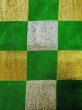 Photo2: M0901W Vintage Japanese Kimono   Green HANHABA OBI half width sash Quadrangle Silk. (Grade C) (2)