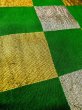 Photo7: M0901W Vintage Japanese Kimono   Green HANHABA OBI half width sash Quadrangle Silk. (Grade C) (7)