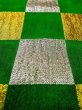 Photo8: M0901W Vintage Japanese Kimono   Green HANHABA OBI half width sash Quadrangle Silk. (Grade C) (8)