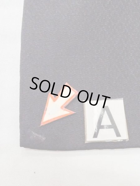 Photo8: M0902B Vintage Japanese Kimono   Black HANHABA OBI half width sash Lozenges Silk. (Grade B) (8)