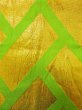 Photo2: M0902D Vintage Japanese Kimono   Yellowish Green HANHABA OBI half width sash Wickerworks Silk. (Grade B) (2)