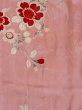 Photo4: M0907A Antique Japanese women   Pink HAORI short jacket / Silk. Flower, Stains/Soils all over.  (Grade C) (4)