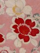 Photo5: M0907A Antique Japanese women   Pink HAORI short jacket / Silk. Flower, Stains/Soils all over.  (Grade C) (5)