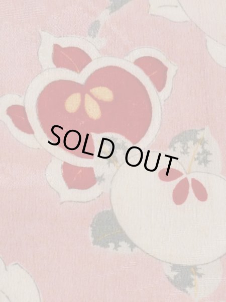 Photo6: M0907A Antique Japanese women   Pink HAORI short jacket / Silk. Flower, Stains/Soils all over.  (Grade C) (6)
