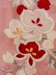 Photo7: M0907A Antique Japanese women   Pink HAORI short jacket / Silk. Flower, Stains/Soils all over.  (Grade C) (7)