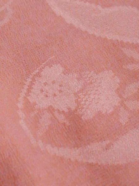 Photo8: M0907A Antique Japanese women   Pink HAORI short jacket / Silk. Flower, Stains/Soils all over.  (Grade C) (8)