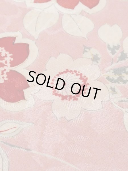 Photo10: M0907A Antique Japanese women   Pink HAORI short jacket / Silk. Flower, Stains/Soils all over.  (Grade C) (10)