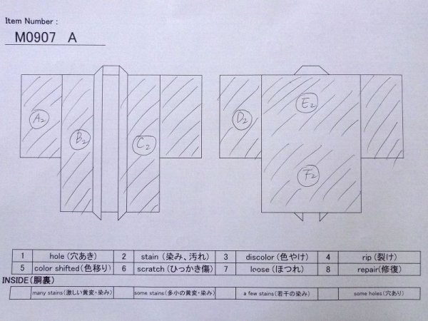 Photo13: M0907A Antique Japanese women   Pink HAORI short jacket / Silk. Flower, Stains/Soils all over.  (Grade C) (13)