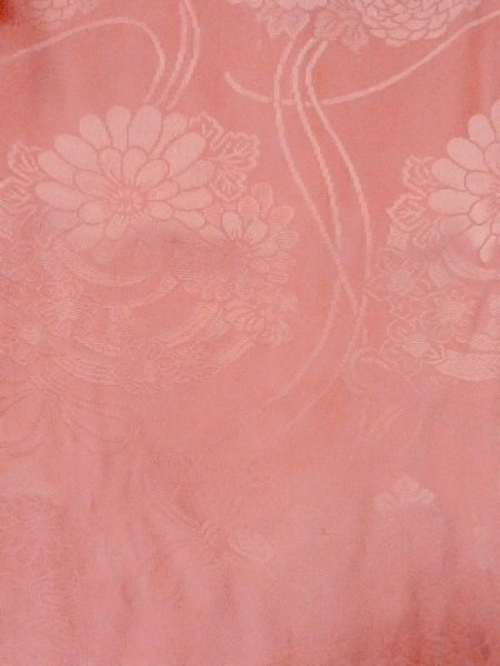 Photo3: M0907B Antique Japanese women  Pale Coral HAORI short jacket / Silk.    (Grade D) (3)