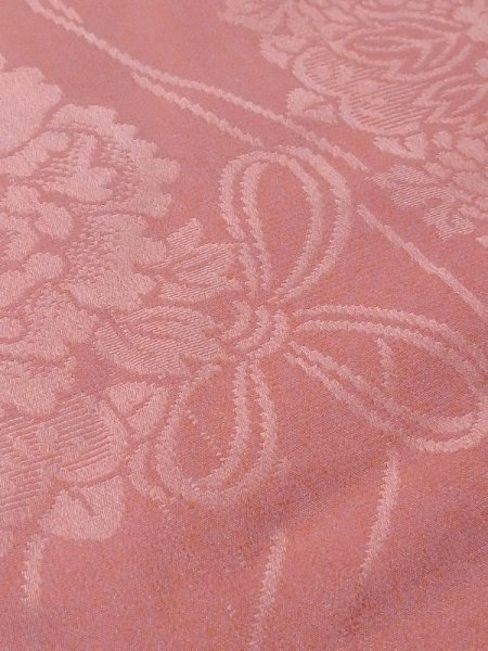 Photo8: M0907B Antique Japanese women  Pale Coral HAORI short jacket / Silk.    (Grade D) (8)