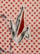 Photo6: M0907C Antique Japanese women Pale Light Coral HAORI short jacket / Silk. Abstract pattern Paper crane pattern  (Grade C) (6)