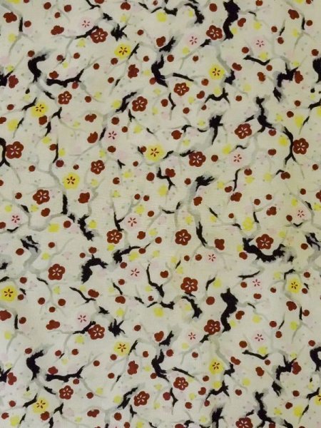 Photo3: M0907D Antique Japanese women Pale Light Green HAORI short jacket / Silk. UME plum bloom   (Grade C) (3)