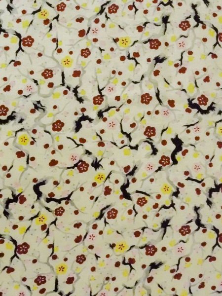 Photo4: M0907D Antique Japanese women Pale Light Green HAORI short jacket / Silk. UME plum bloom   (Grade C) (4)