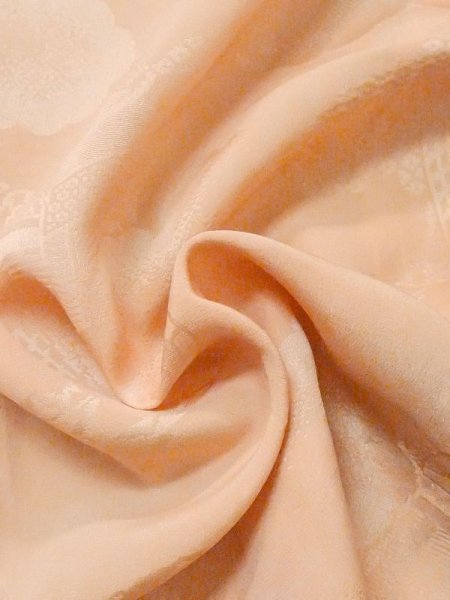 Photo11: M0907E Antique Japanese women Pale Light Orange HAORI short jacket / Silk.    (Grade C) (11)