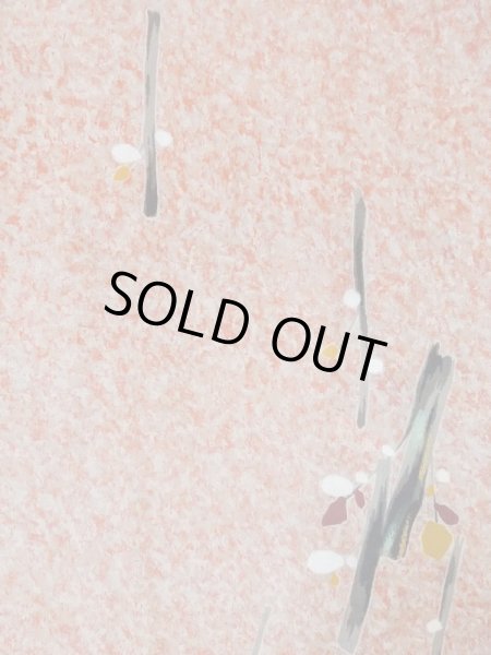 Photo3: M0907F Antique Japanese women   Coral HAORI short jacket / Silk. Tree,   (Grade D) (3)