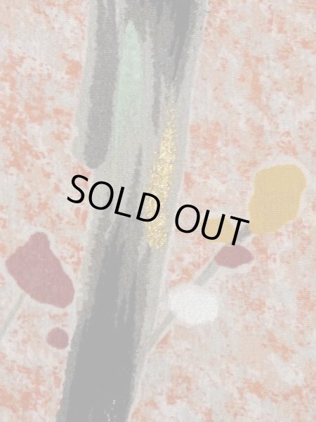 Photo6: M0907F Antique Japanese women   Coral HAORI short jacket / Silk. Tree,   (Grade D) (6)