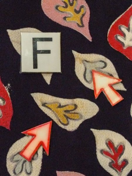 Photo19: M0907G Antique Japanese women   Black HAORI short jacket / Silk. Leaf,   (Grade D) (19)