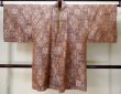 Photo1: M0907H Antique Japanese women  Pale Brown HAORI short jacket / Silk. Flower,   (Grade D) (1)