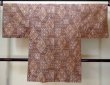 Photo2: M0907H Antique Japanese women  Pale Brown HAORI short jacket / Silk. Flower,   (Grade D) (2)