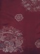 Photo3: M0907L Antique Japanese women  Dark Red HAORI short jacket / Silk. Peony, Fringed pink pattern  (Grade C) (3)