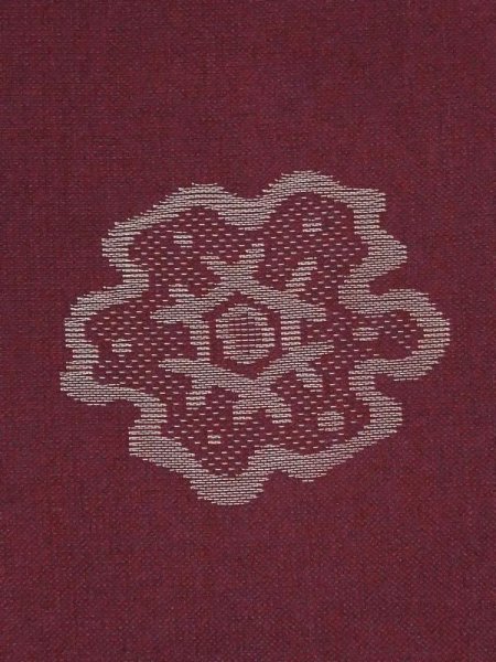 Photo5: M0907L Antique Japanese women  Dark Red HAORI short jacket / Silk. Peony, Fringed pink pattern  (Grade C) (5)